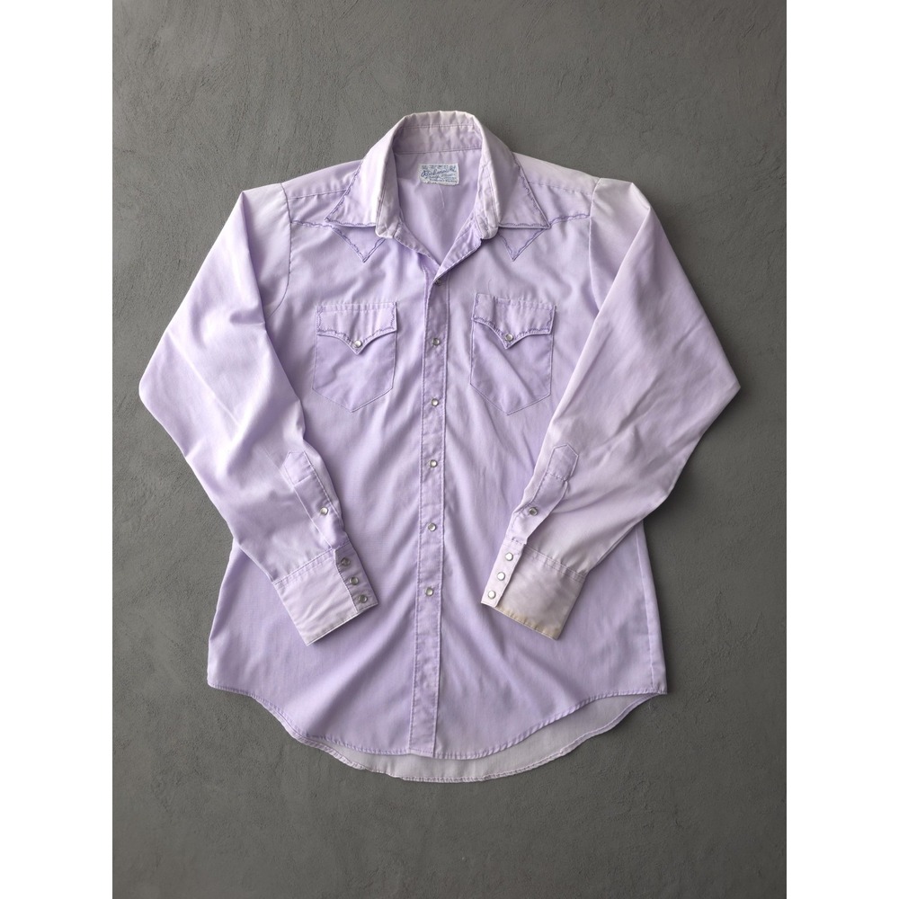 Vintage 70s 80s Rockmount Ranch Wear Faded Purple Western Snap Shirt L